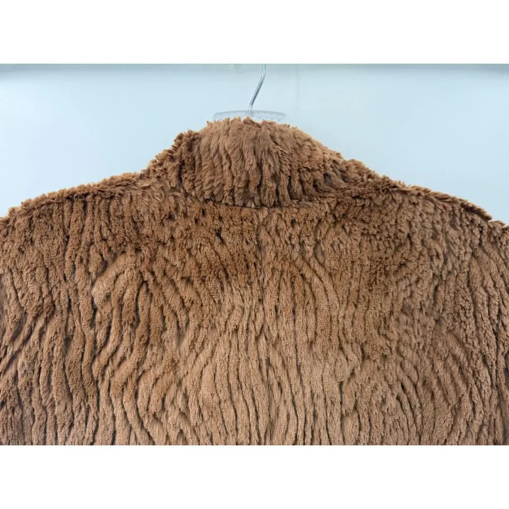 Patagonia Women's Brown Faux Fur Jacket High Pile Fleece Button Front Modern S